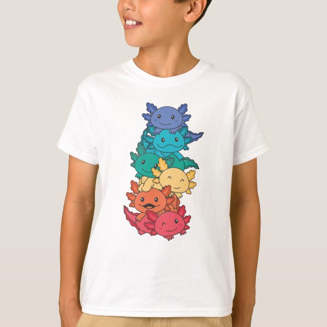 Camiseta Bandera arcoiris Orgullo gay Lgbtq Axolotl (Anverso)
