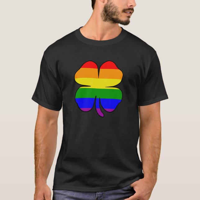 Camiseta Bandera arcoiris orgullo gay Shamrock (Anverso)