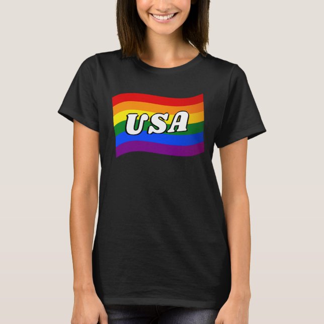 Camiseta Bandera arcoiris USA Orgullo gay americano LGBTQ (Anverso)