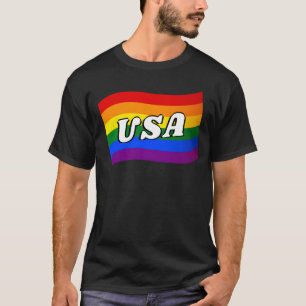 Camiseta Bandera arcoiris USA Orgullo gay americano LGBTQ