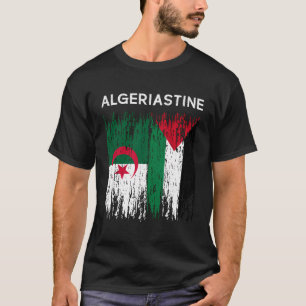 Camiseta Bandera Argelina Y Palestina Argelia Y Palestina