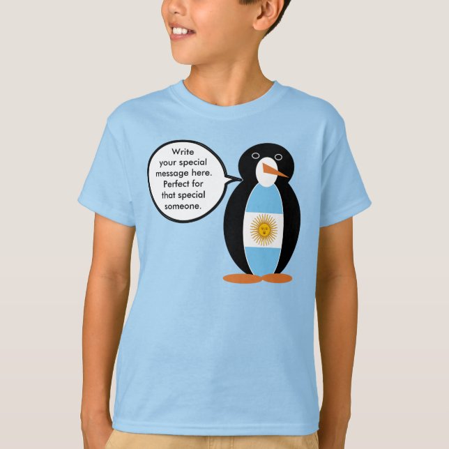 Camiseta Bandera argentina hablando con la señora Penguin p (Anverso)