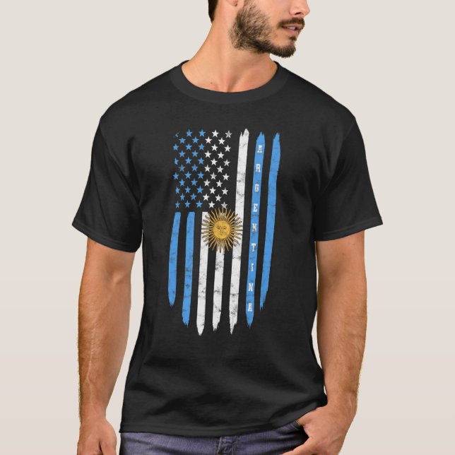 Camiseta Bandera Argentina Papá Argentino Hombres W (Anverso)