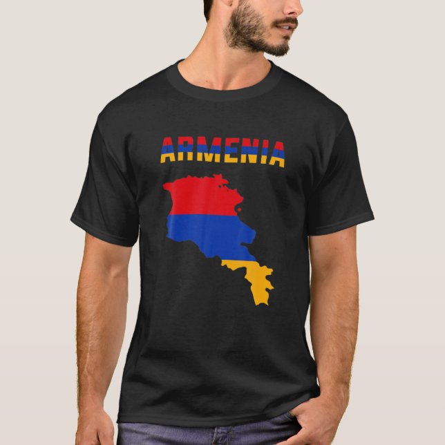 Camiseta Bandera Armenia Dentro Del Mapa De Armenia (Anverso)