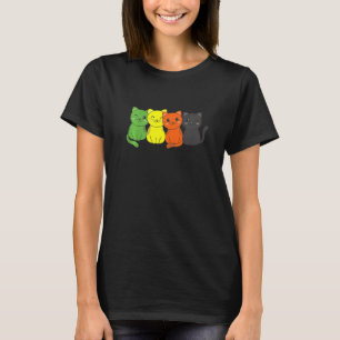 Camiseta Bandera Aromántica Orgullo De Pile Gatos Lgbtq Cut