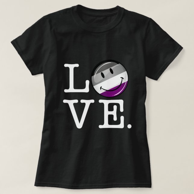Camiseta Bandera asexual del orgullo del amor (Diseño del anverso)