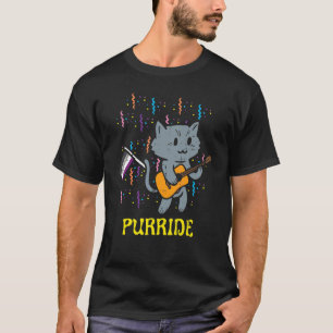 Camiseta Bandera Asexual Gato Guitarra Purride Orgullo Ace 