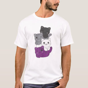 Camiseta Bandera asexual orgullo gatos LGBTQ