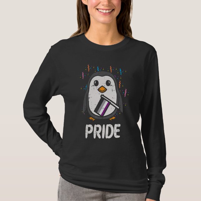 Camiseta Bandera Asexual Pingüino Lgbt Ace Pride Cosas Anim (Anverso)