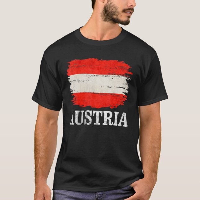 Camiseta Bandera Austria Vintage Para Austria (Anverso)