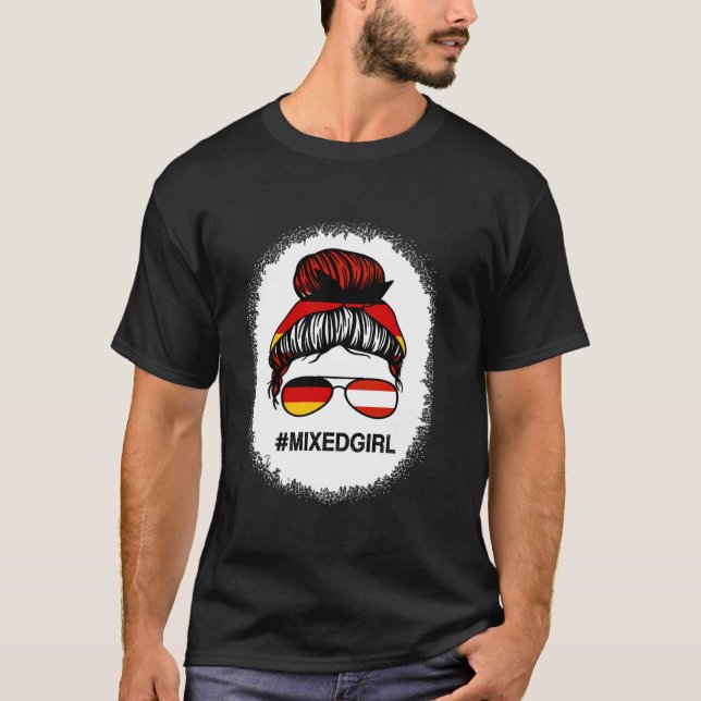 Camiseta Bandera austriaca alemana Austria Messy Bun Ble (Anverso)