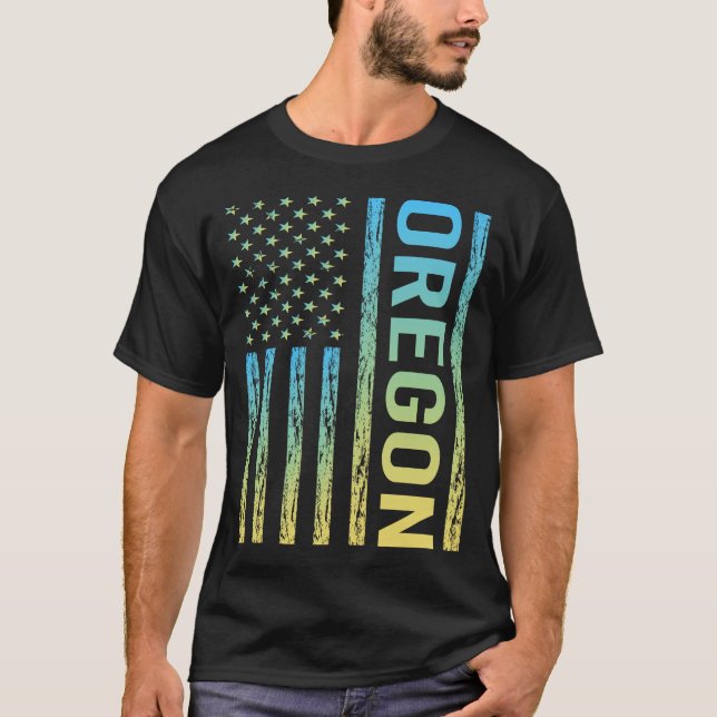 Camiseta Bandera Azul Amarillo - Oregon (Anverso)