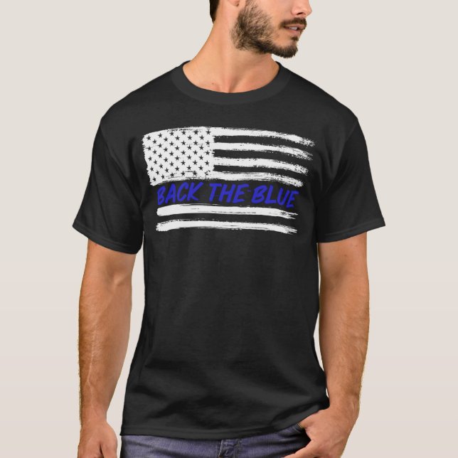Camiseta Bandera azul de Estados Unidos para oficial de pol (Anverso)
