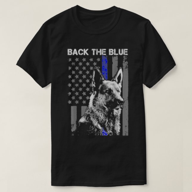 Camiseta Bandera Azul Delgada De La Línea Azul K9 Shephe Al (Diseño del anverso)