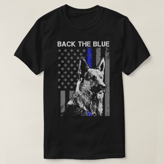 Camiseta Bandera Azul Delgada De La Línea Azul K9 Shephe Al (Diseño del anverso)