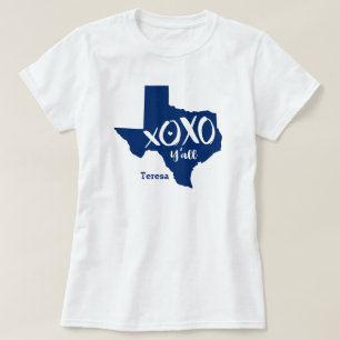 Camiseta Bandera Azul XOXO, Y'all - Forma de estado de Texa