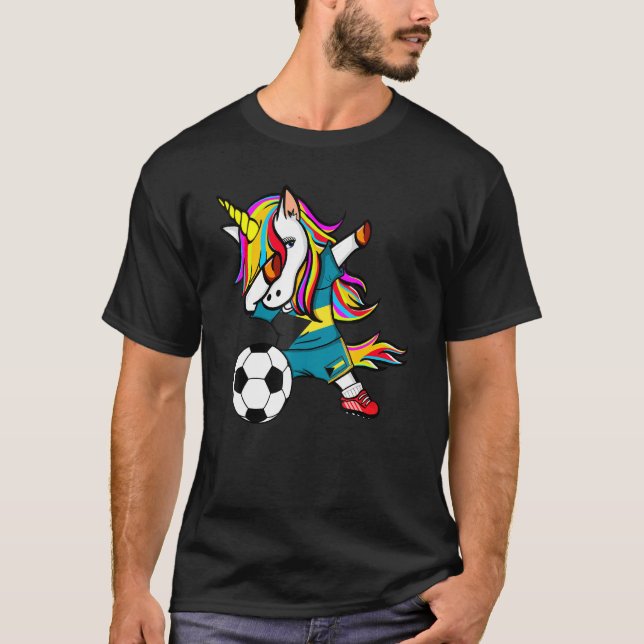 Camiseta Bandera bahameña de Dabbing Unicorn Bahamas (Anverso)