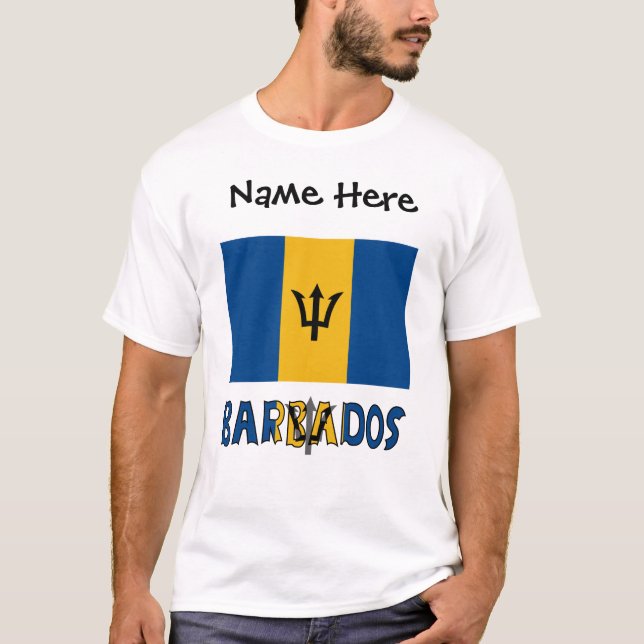 Camiseta Bandera bárbara personalizada en Barbados (Anverso)