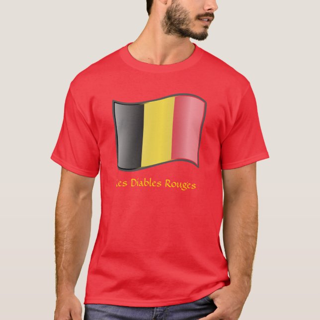 Camiseta Bandera belga con la bandera belga Les Diables Rou (Anverso)