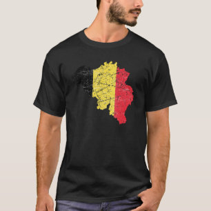 Camiseta Bandera belga con mapa belga angustiada
