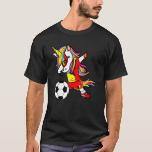 Camiseta Bandera belga Dabbing Unicorn Bélgica