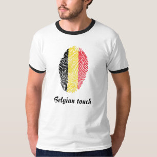 Camiseta Bandera belga de la huella dactilar del tacto