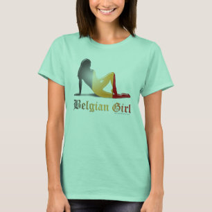 Camiseta Bandera belga de la silueta del chica