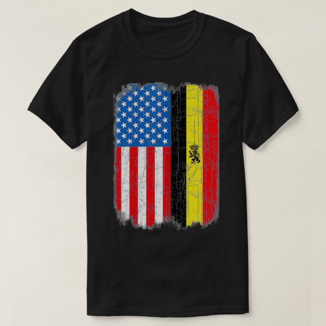 Camiseta Bandera belga estadounidense Bélgica Belgique (Diseño del anverso)