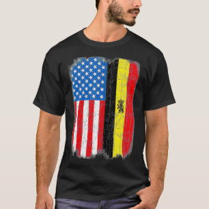 Camiseta Bandera belga estadounidense Bélgica Belgique