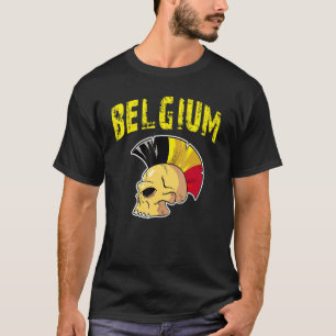 Camiseta Bandera belga Mohawk Skull Selección nacional hinc