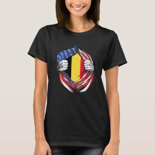 Camiseta Bandera belga norteamericana orgullosa de mi heren
