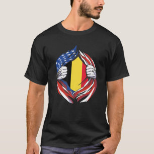 Camiseta Bandera belga norteamericana orgullosa de mi heren
