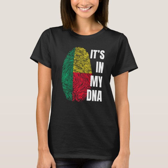 Camiseta Bandera Benín Dna huella digital Mes de historia n (Anverso)