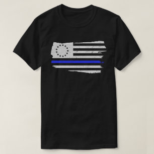 Camiseta Bandera Betsy Ross Thin Blue Line Apoyo Policial