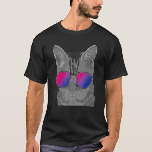 Camiseta Bandera Bisexual Gatos Gafas de Sol Divertidas Org