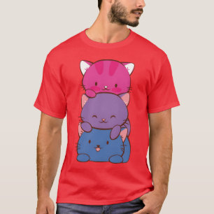 Camiseta Bandera bisexual LGBT Bi Pride Cute Kawaii Cats vi