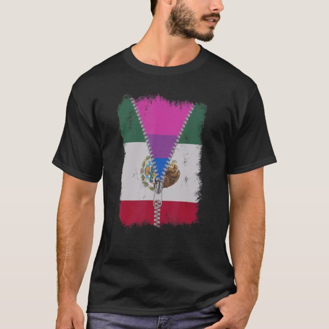 Camiseta Bandera Bisexual Mexicana Zip Orgullo Lgbt Mexican (Anverso)