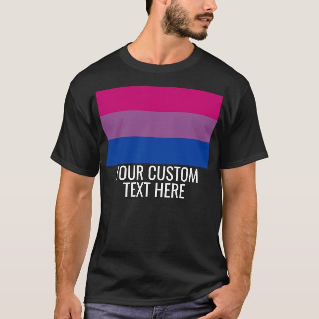 Camiseta Bandera Bisexual Personalizado LGBT Texto negro (Anverso)