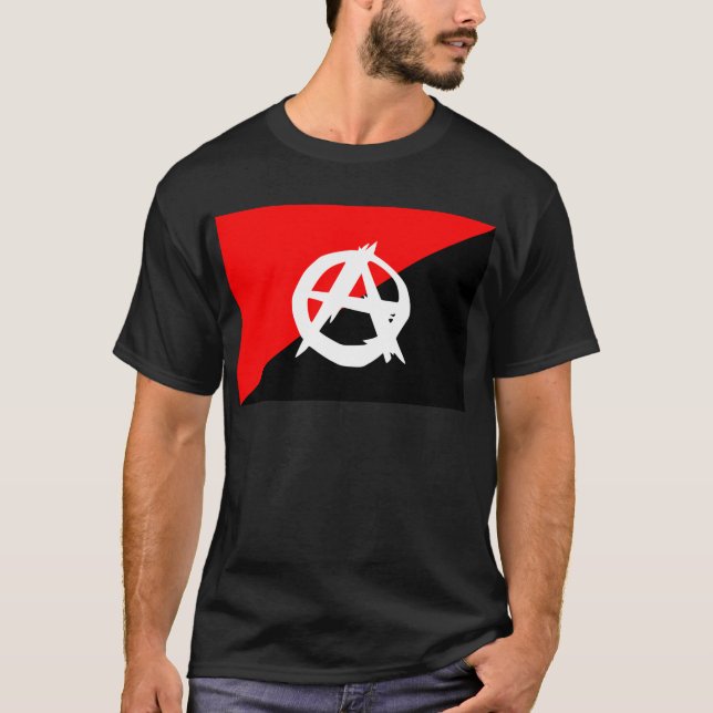 Camiseta Bandera blanca del anarquista y roja negra (Anverso)