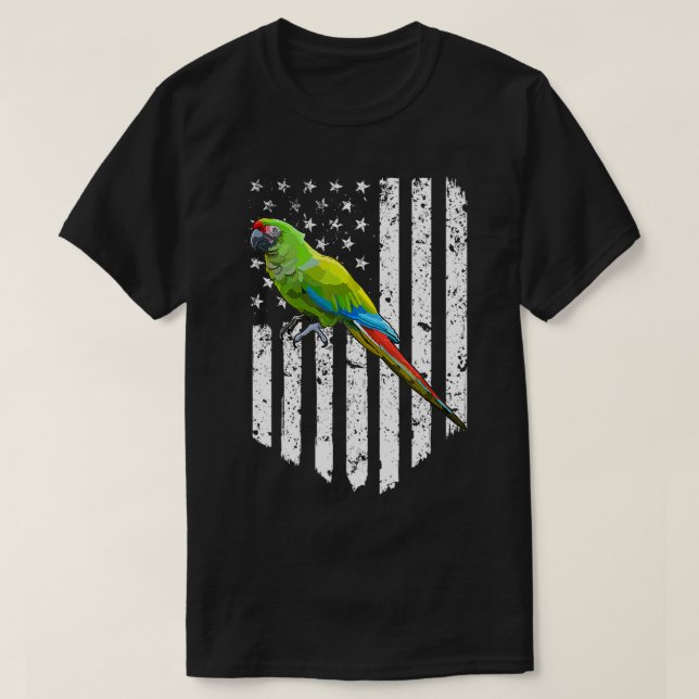 Camiseta Bandera Blanca Estadounidense Ejército Macaw Ave 4 (Diseño del anverso)