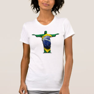 Camiseta Bandera brasileña Cristo el redentor