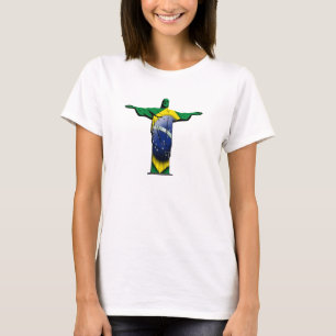 Camiseta Bandera brasileña Cristo el redentor