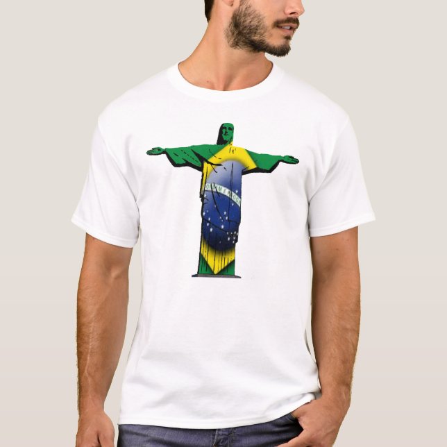 Camiseta Bandera brasileña Cristo el redentor (Anverso)