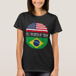 Camiseta Bandera brasileña mitad estadounidense mitad brasi