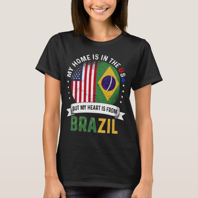 Camiseta Bandera brasileña norteamericana rota Estados Unid (Anverso)