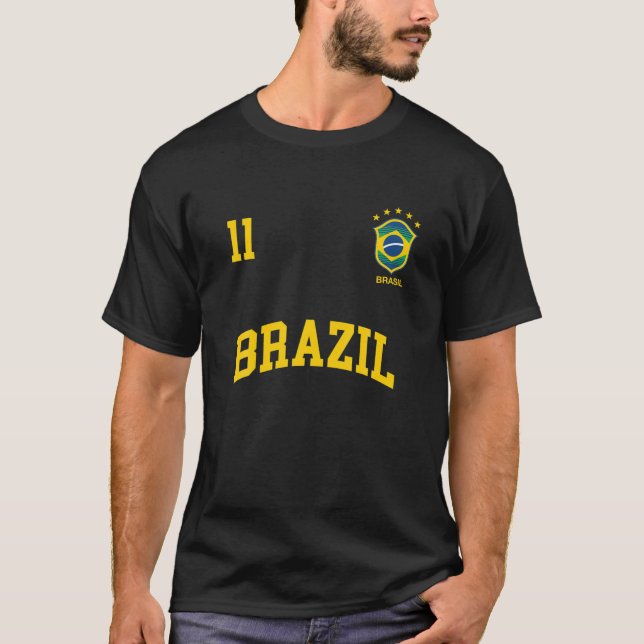 Camiseta Bandera brasileña número 11 del equipo deportivo d (Anverso)