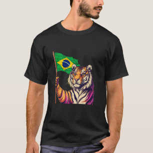 Camiseta Bandera brasileña tigre Brasil Orgullo brasileño