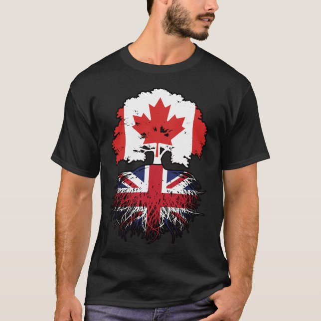 Camiseta Bandera británica canadiense de árboles en Canadá (Anverso)