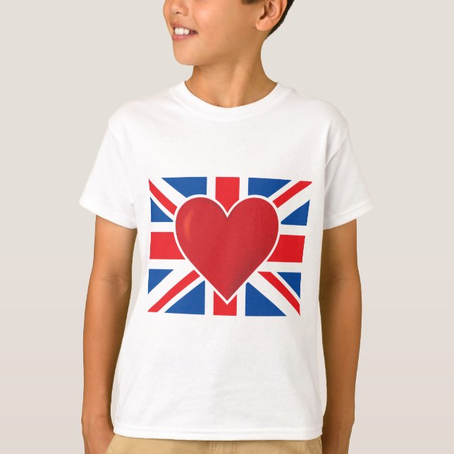 Camiseta Bandera británica de corazón (Anverso)