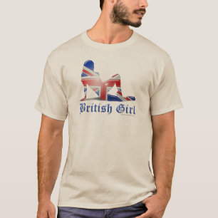 Camiseta Bandera británica de la silueta del chica